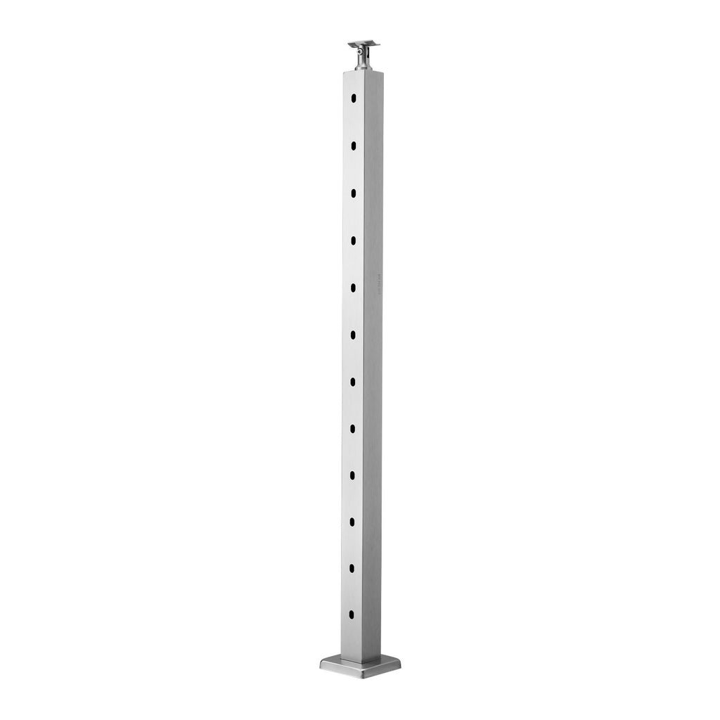 Cable Railing Post, 42x2x2 Inch Stair Railing Post, with Pre-Drilled 30? Angled Holes, Stainless Steel Cable Rail Post with Horizontal and Curved Bracket, 1-Pack, Silver, 1JZLGZXYS1062TLWC001V0