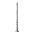 Cable Railing Post, 42x2x2 Inch Stair Railing Post, with Pre-Drilled 30? Angled Holes, Stainless Steel Cable Rail Post with Horizontal and Curved Bracket, 1-Pack, Silver, 1JZLGZXYS1062TLWC001V0