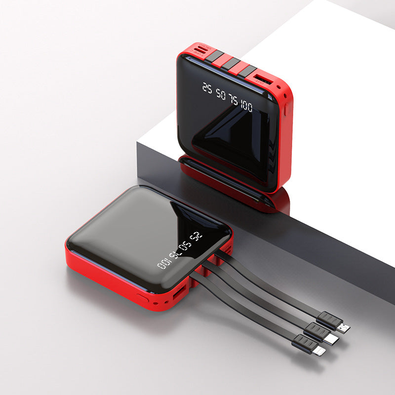 Color: Red, Style: 20000 mAh - Mini creative own cable power bank