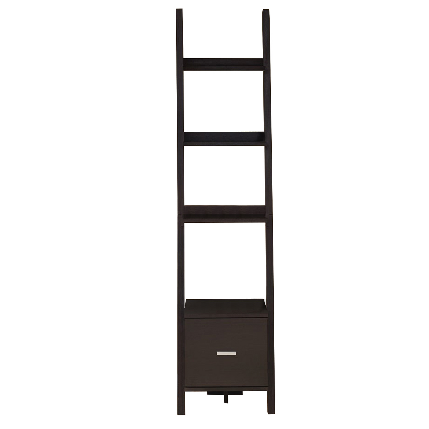 69" Particle Board Ladder Bookcase With A Storage Drawer