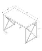 29.75" Glossy White Particle Board And Chrome Metal Computer Desk