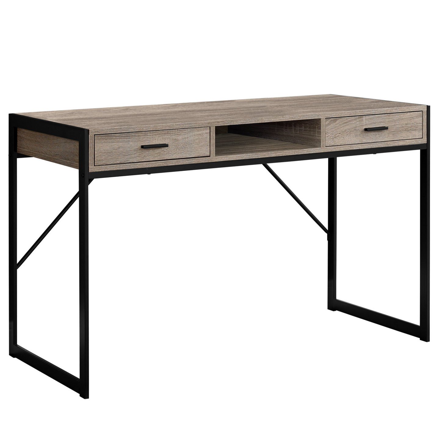 22" Taupe Rectangular Computer Desk With Two Drawers