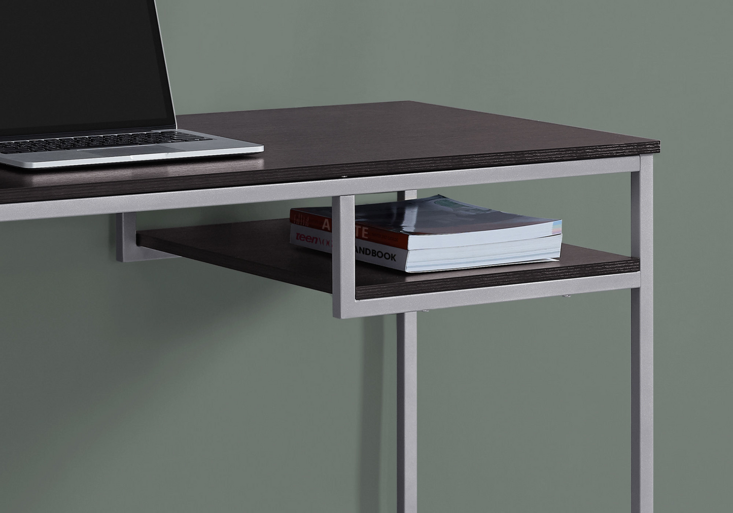 Sleek Chrome And Walnut Finish Computer Desk