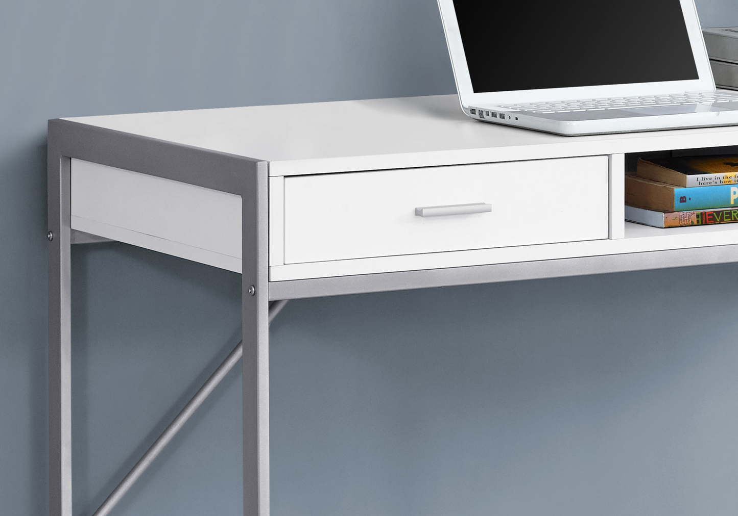 22" White Rectangular Computer Desk With Two Drawers