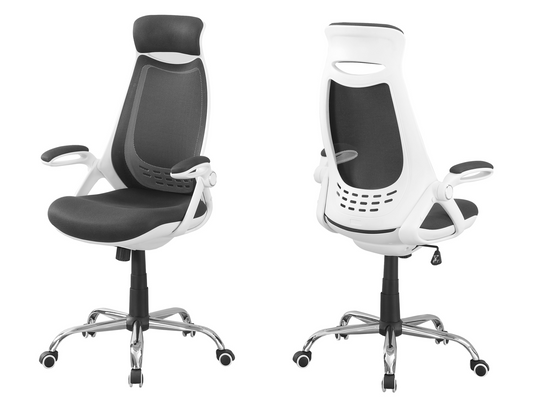 23.75" X 28" X 93.75" White Grey Foam  Office Chair With A High Back