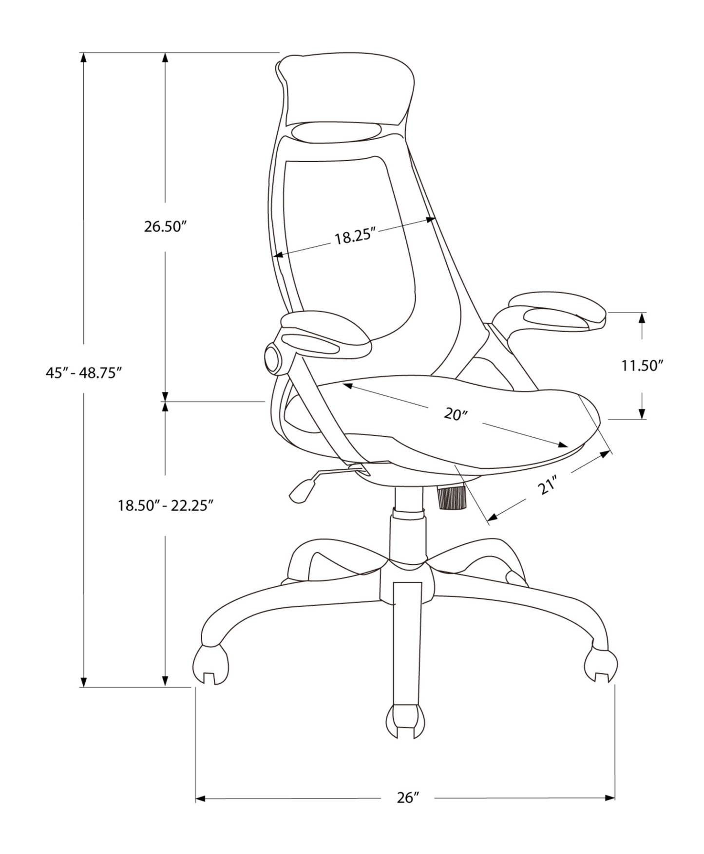 23.75" X 28" X 93.75" White Grey Foam  Office Chair With A High Back