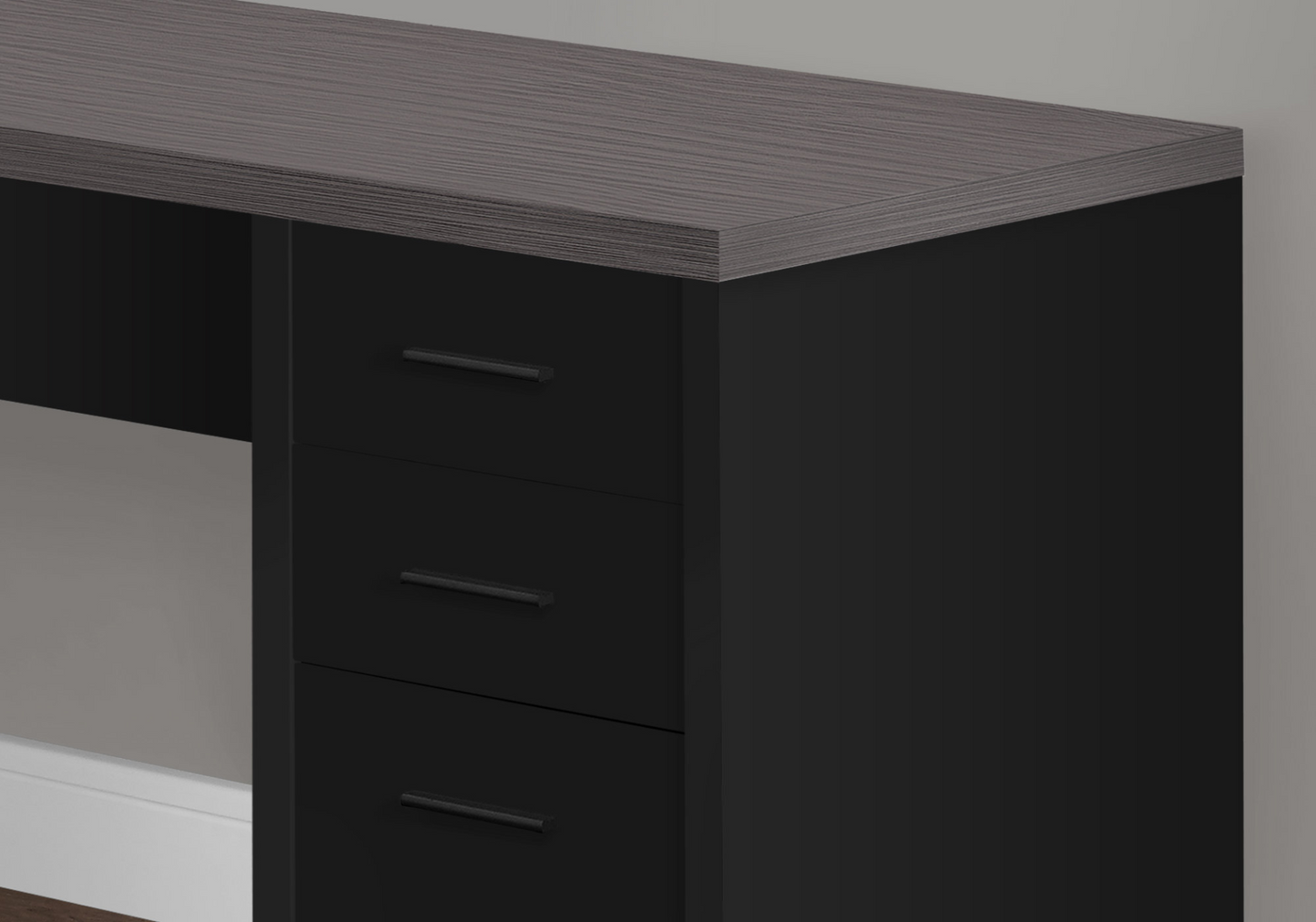 55" Grey L-Shape Computer Desk With Three Drawers