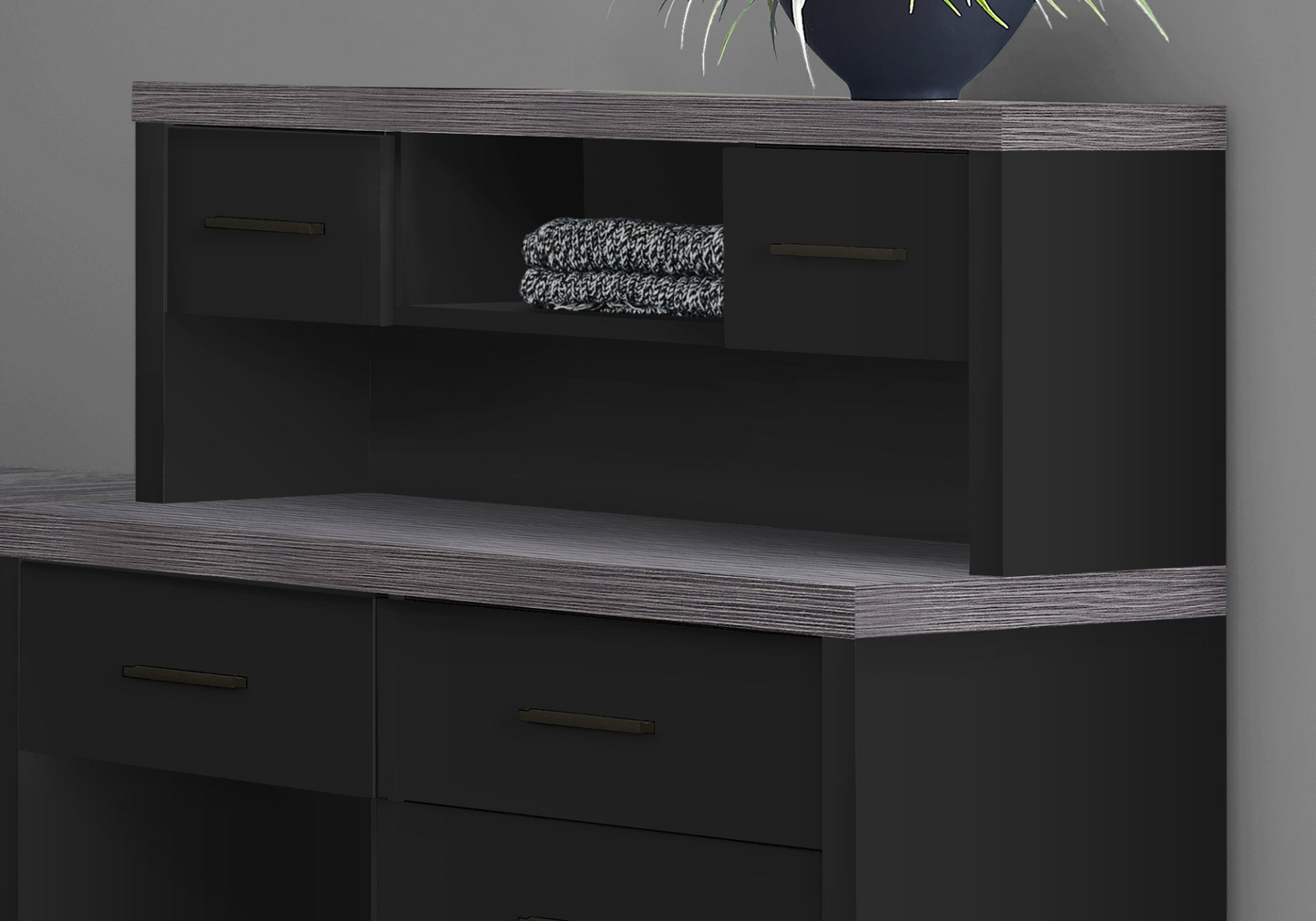 59" Grey L-Shape Computer Desk With 8 Drawers