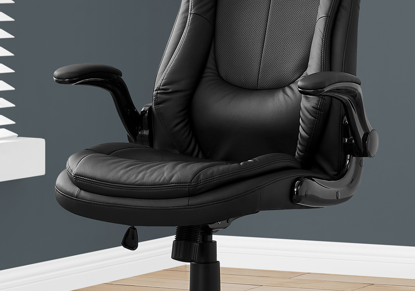 28.5" X 29.5" X 94" Black Leather-Look High Back Executive Office Chair