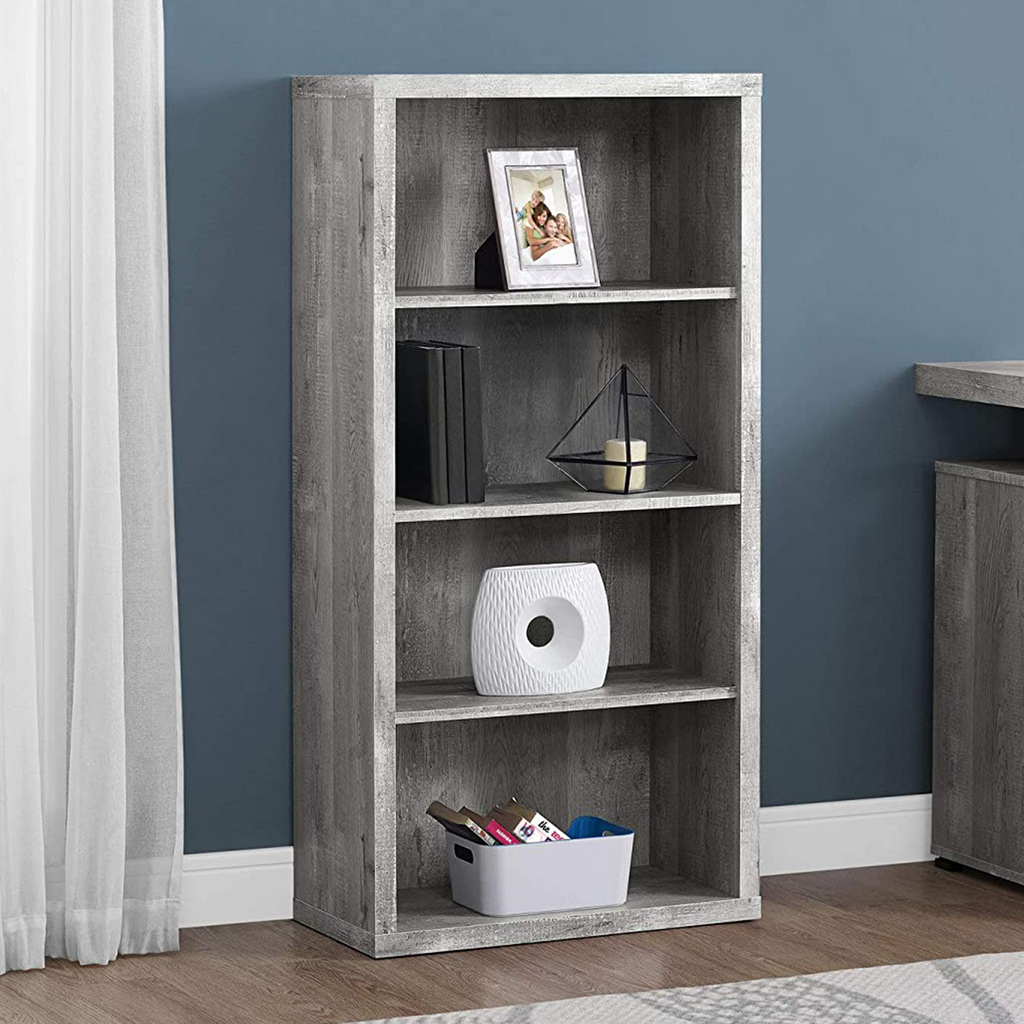 11.75" X 23.75" X 47.5" Grey Particle Board Adjustable Shelves  Bookshelf