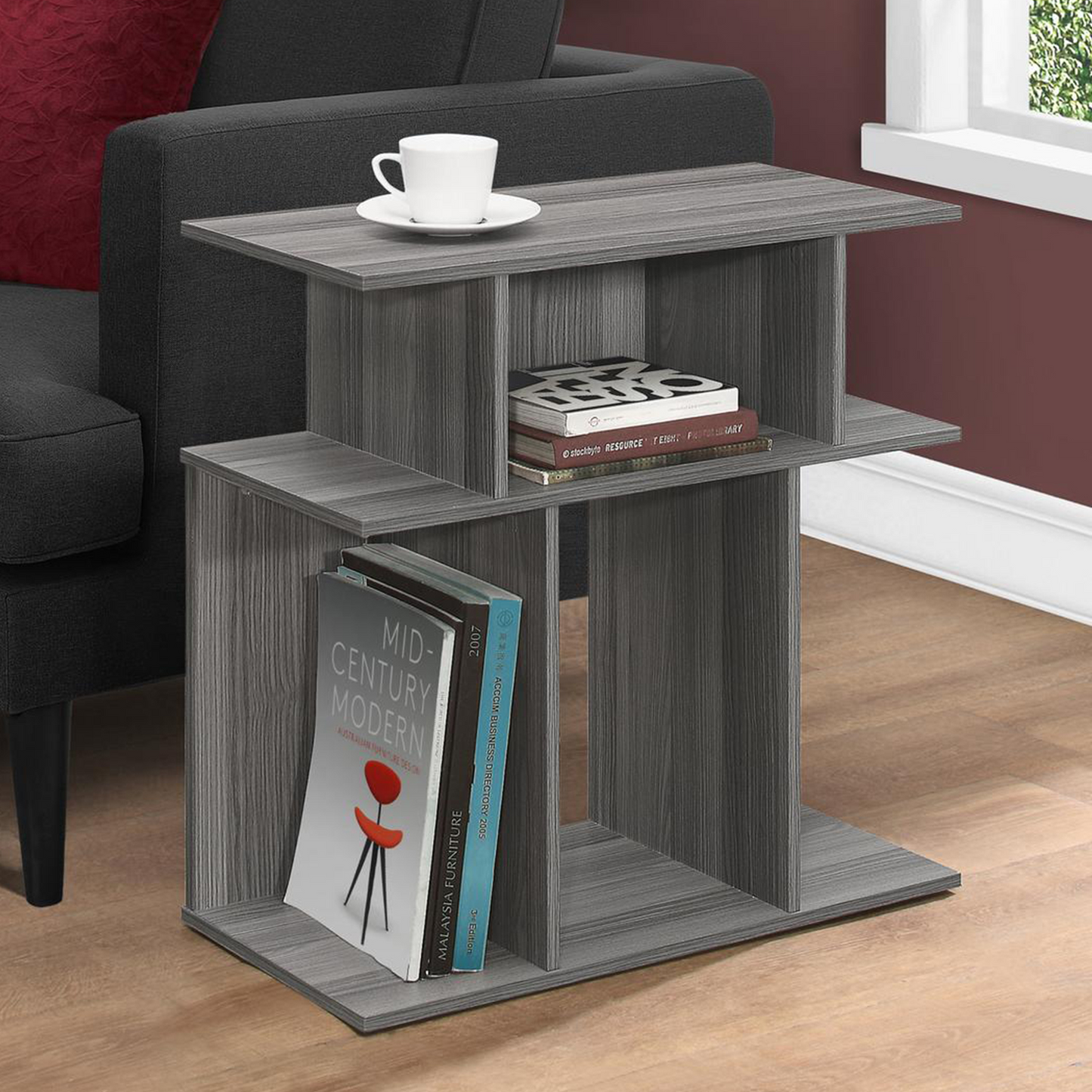 11.75" X 23.75" X 23.75" Grey Particle Board Laminate Accent Table