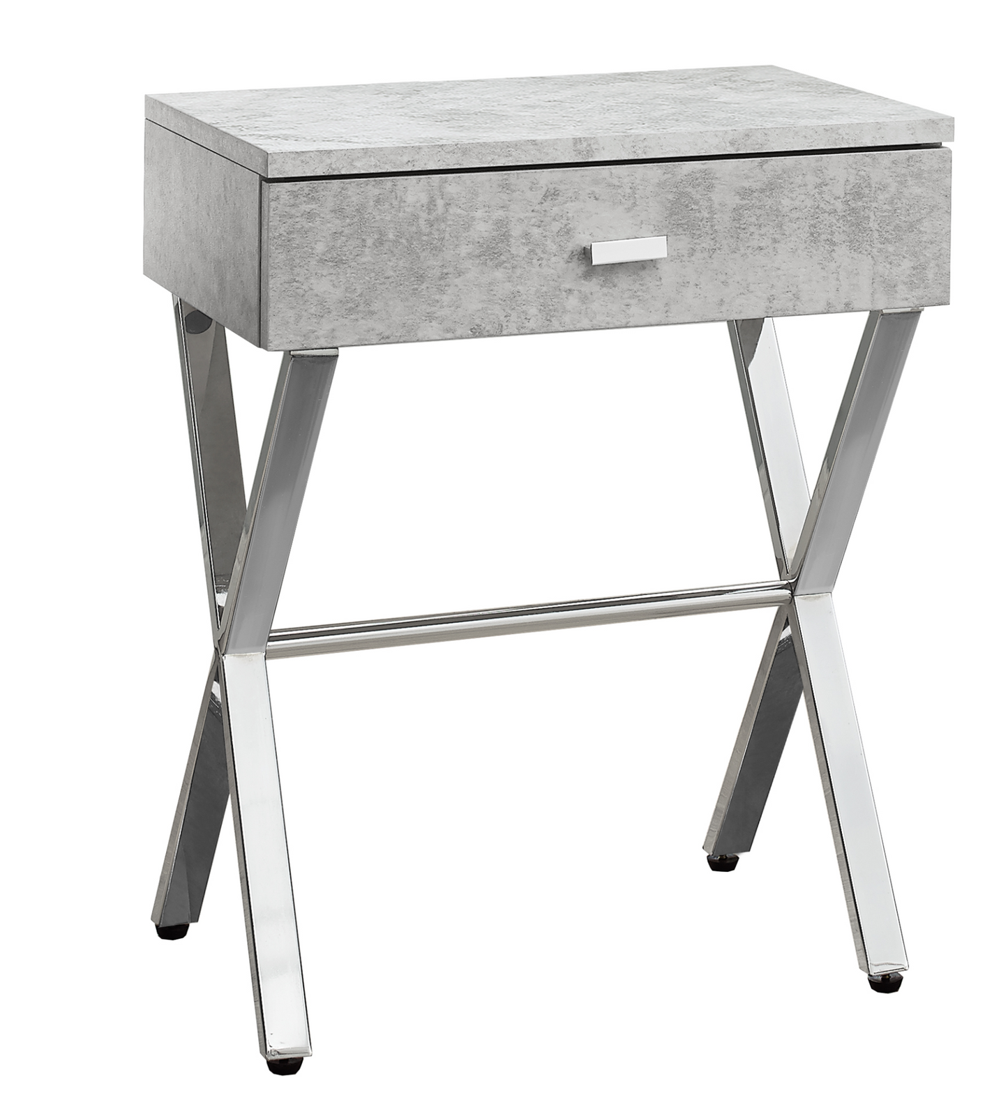 12" X 18.25" X 22.25" Grey Finish And Chrome Metal Accent Table