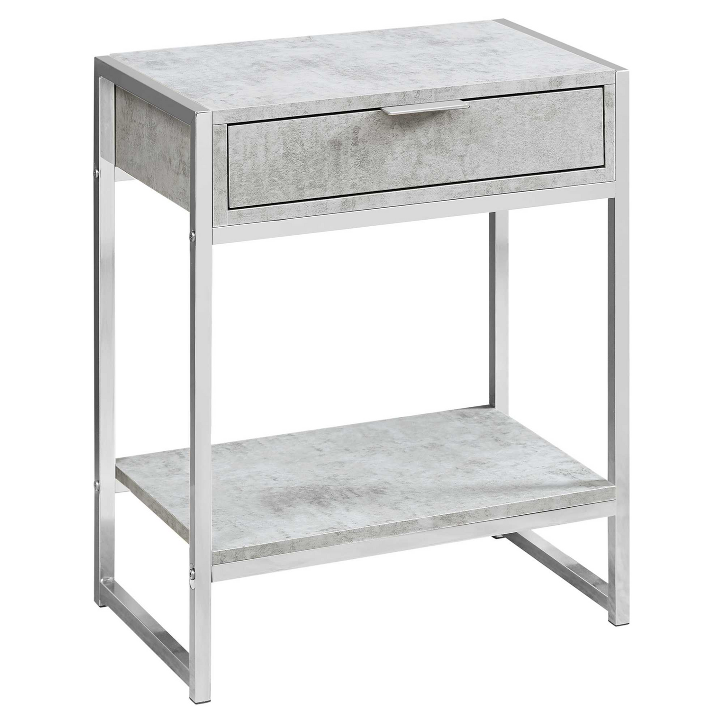 12.75" X 19.5" X 23.75" Grey Finish And Metal Accent Table