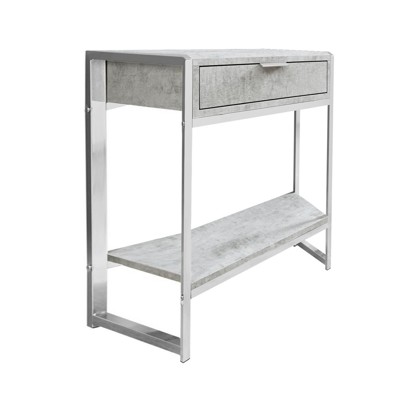 12.75" X 19.5" X 23.75" Grey Finish And Metal Accent Table