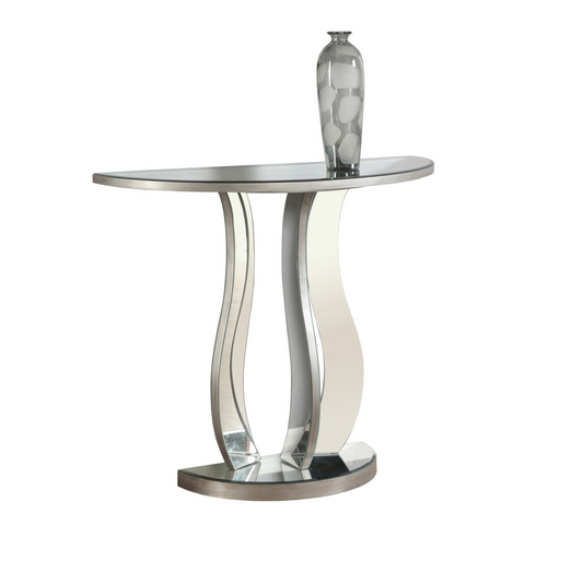 14.5" X 36" X 32" Brushed Silvermirror  Accent Table