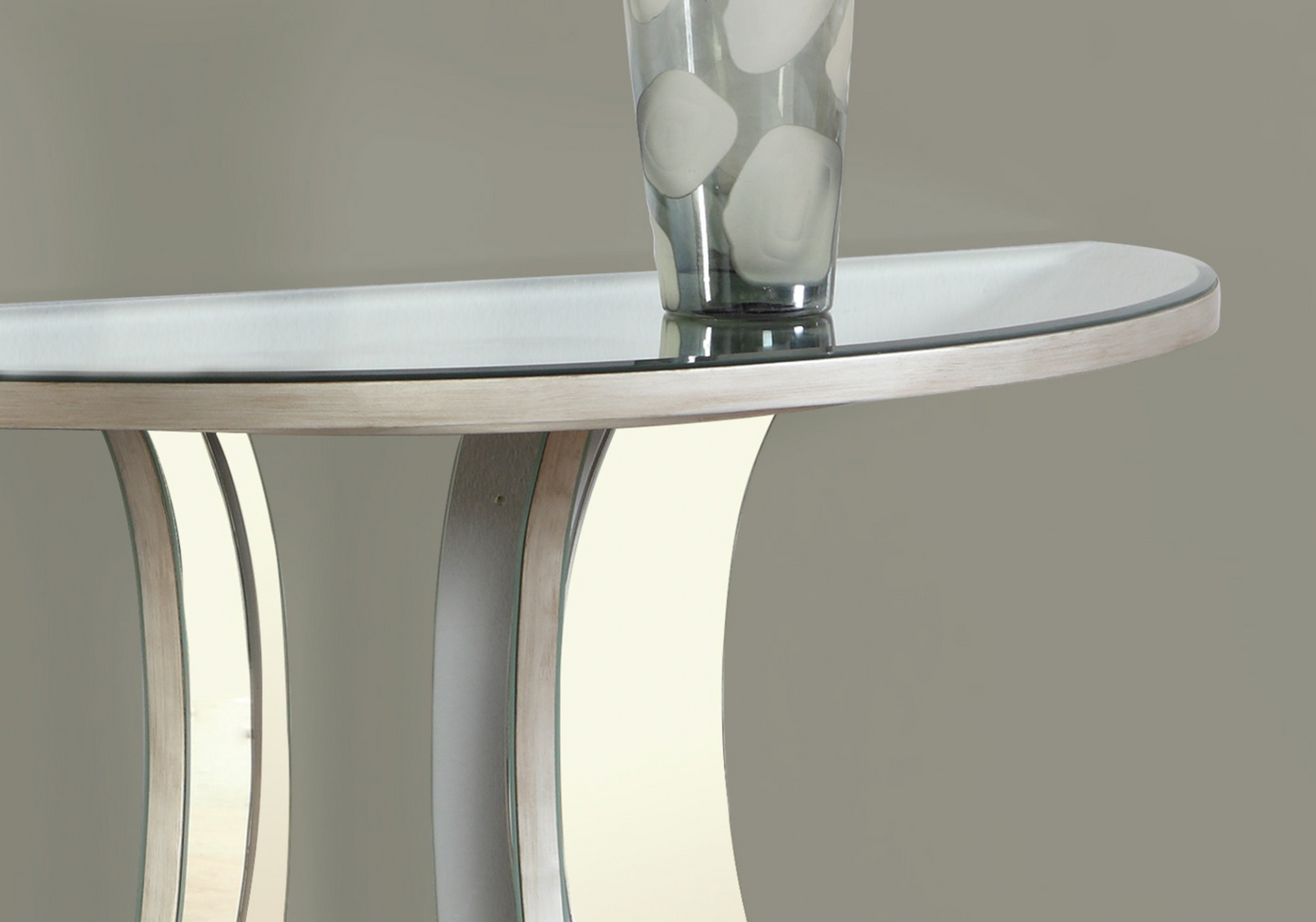 14.5" X 36" X 32" Brushed Silvermirror  Accent Table