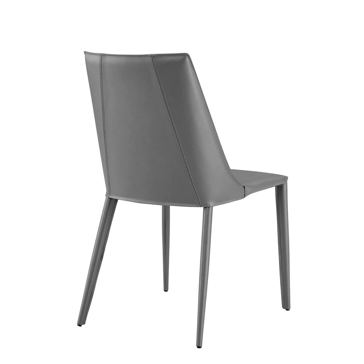 Sleek All Dark Gray Faux Leather Dining or Side Chair