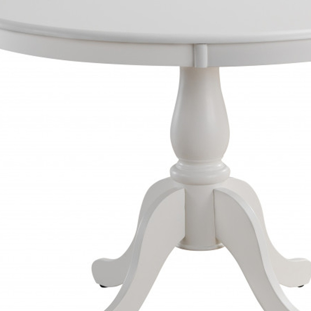 42" White Round Turned Pedestal Base Wood Dining Table