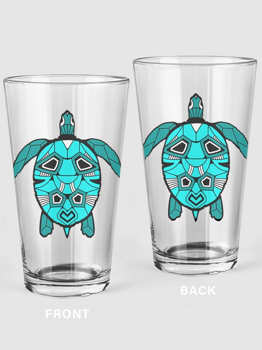 Turtle With A Pattern Pint Glass -SPIdeals Designs