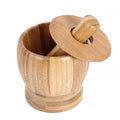 Color: Large with lid - Bamboo Bowl Garlic Press Grinder Crusher for Guacamole Kitchen Pepper Garlic Pressing Bowl Convenient