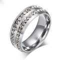 Ring Color: Black,Ring Size: 10 - I Trust You Ring Double Row Channel Set CZ Stones In Titanium Steel