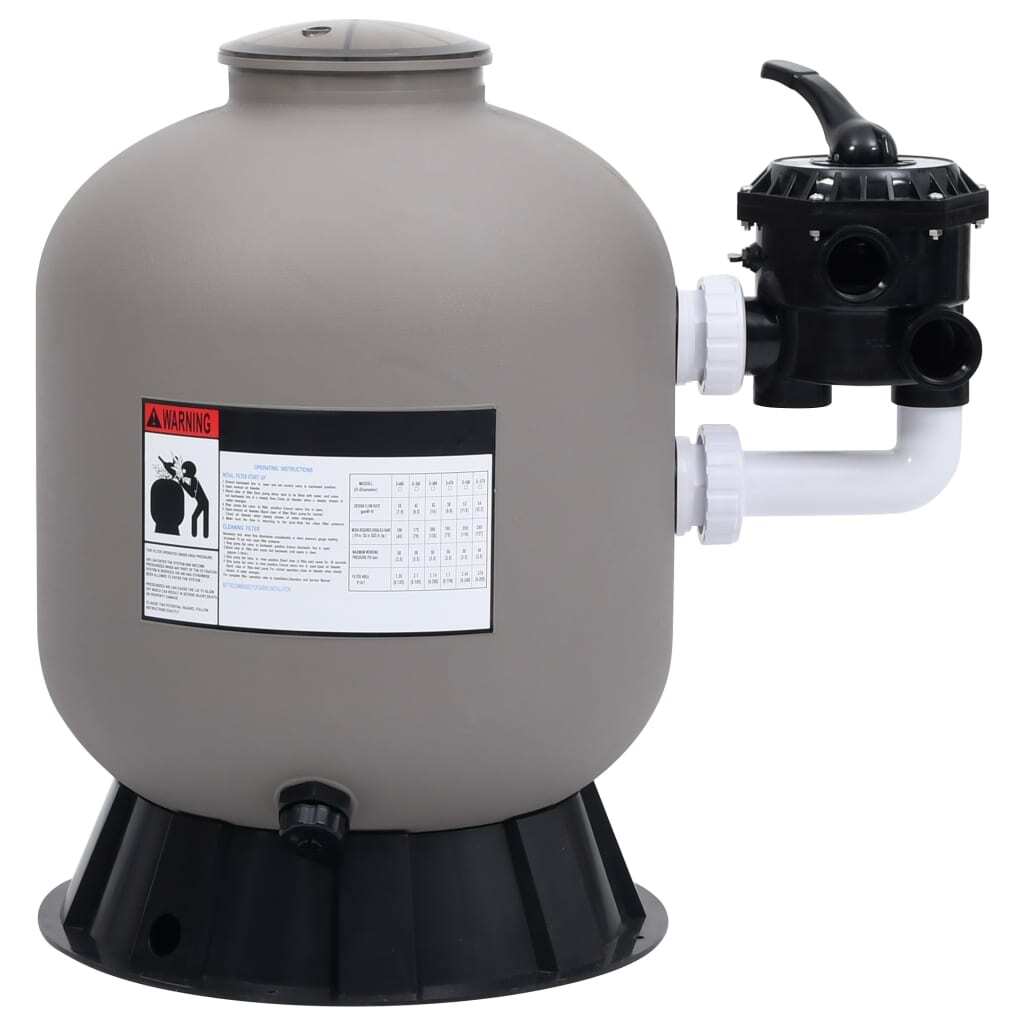 Pool Sand Filter with Side Mount 6-Way Valve Gray