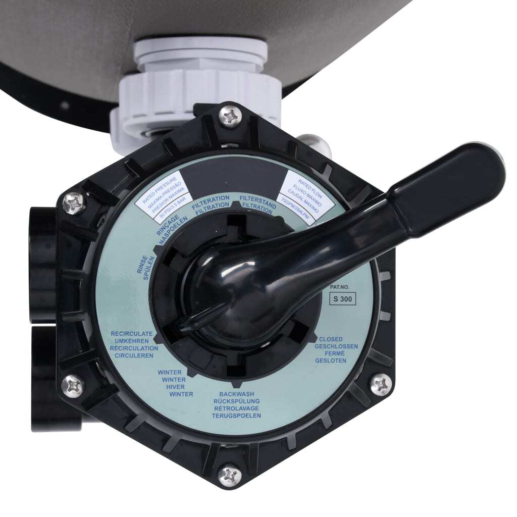 Pool Sand Filter with Side Mount 6-Way Valve Gray