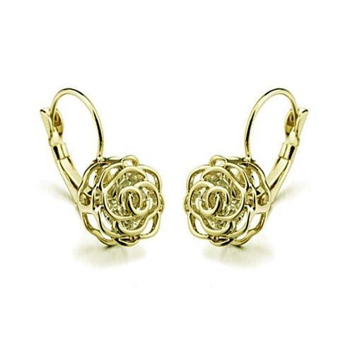 ROSE IS A ROSE 18kt Rose Crystal Earrings In White Yellow And Rose Gold Plating