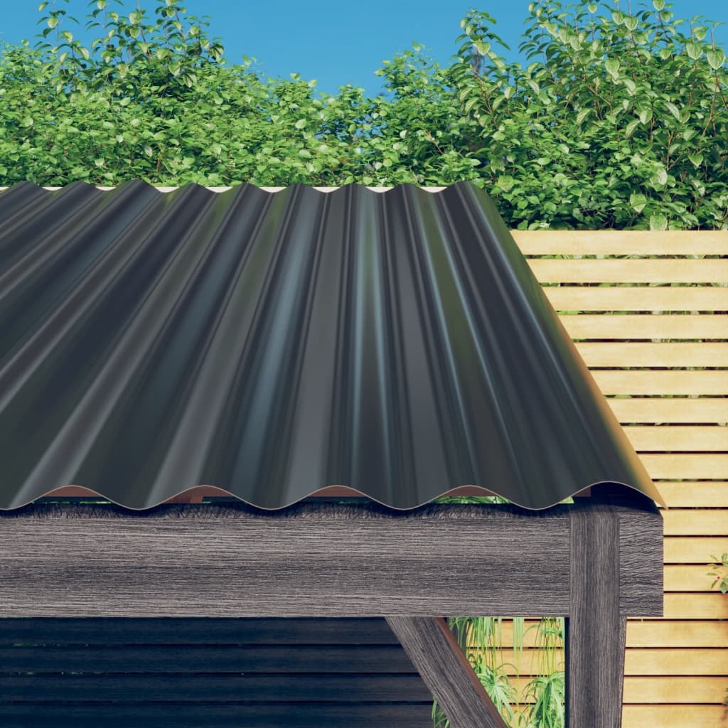 Roof Panels 12 pcs Galvanized Steel Anthracite 23.6"x14.2