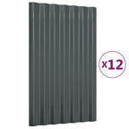 Roof Panels 12 pcs Galvanized Steel Anthracite 23.6"x14.2