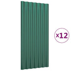 Roof Panels 12 pcs Galvanized Steel Green 31.5"x14.2