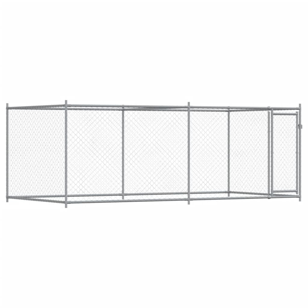 Dog Cage with Door Gray 13.1'x6.6'x4.9'Galvanized Steel