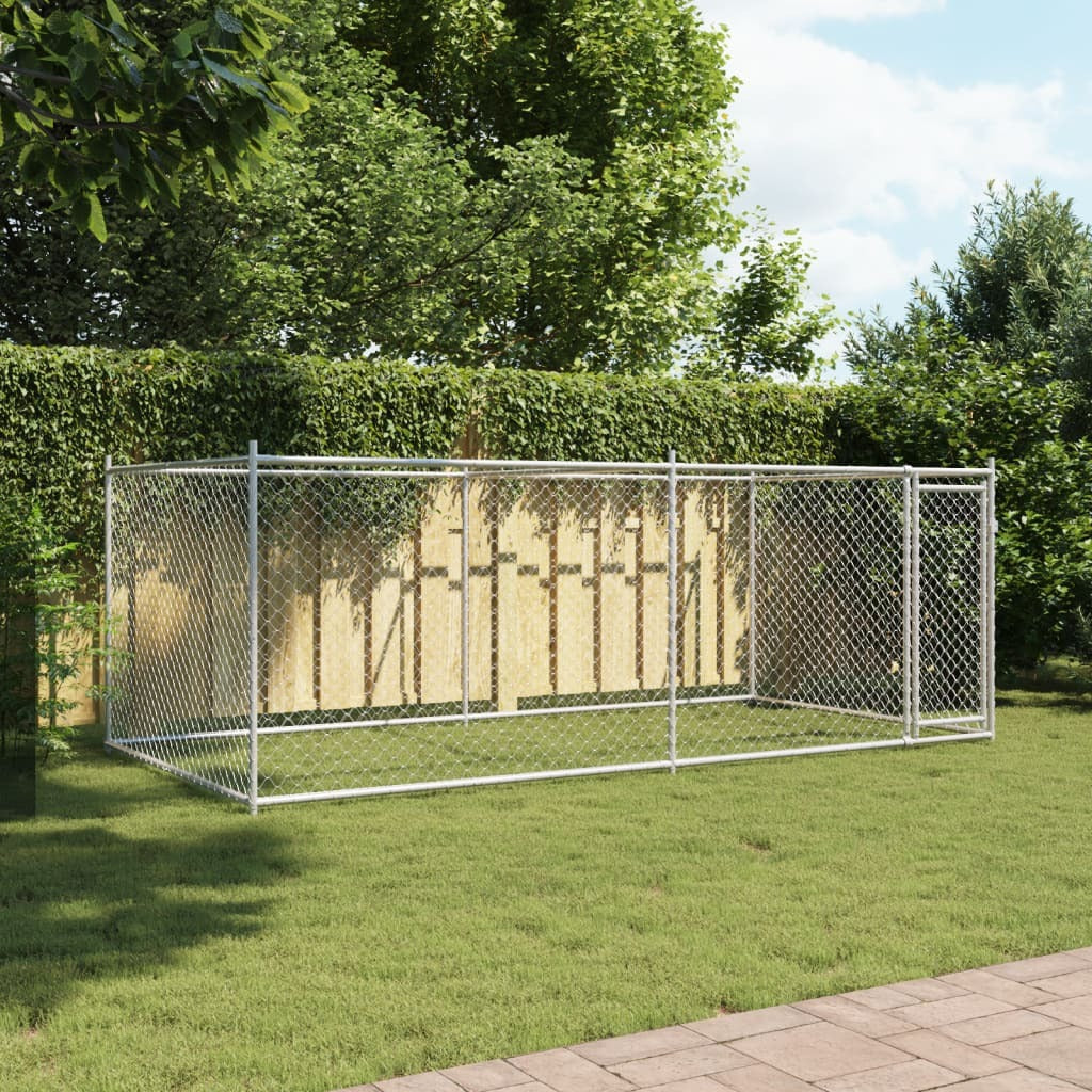 Dog Cage with Door Gray 13.1'x6.6'x4.9'Galvanized Steel