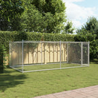 Dog Cage with Door Gray 13.1'x6.6'x4.9'Galvanized Steel