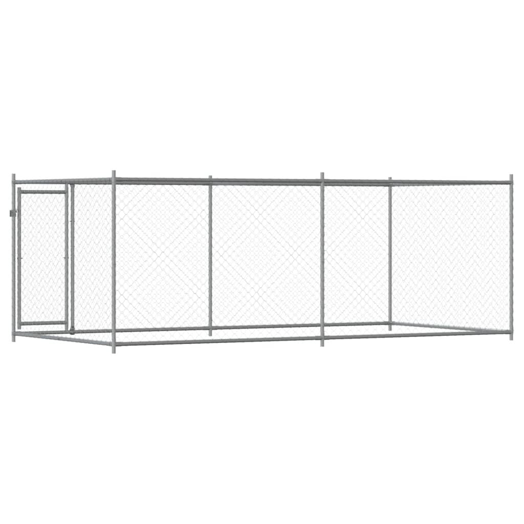 Dog Cage with Door Gray 13.1'x6.6'x4.9'Galvanized Steel