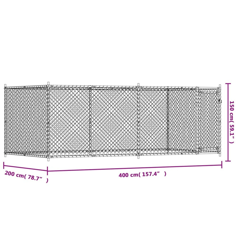 Dog Cage with Door Gray 13.1'x6.6'x4.9'Galvanized Steel