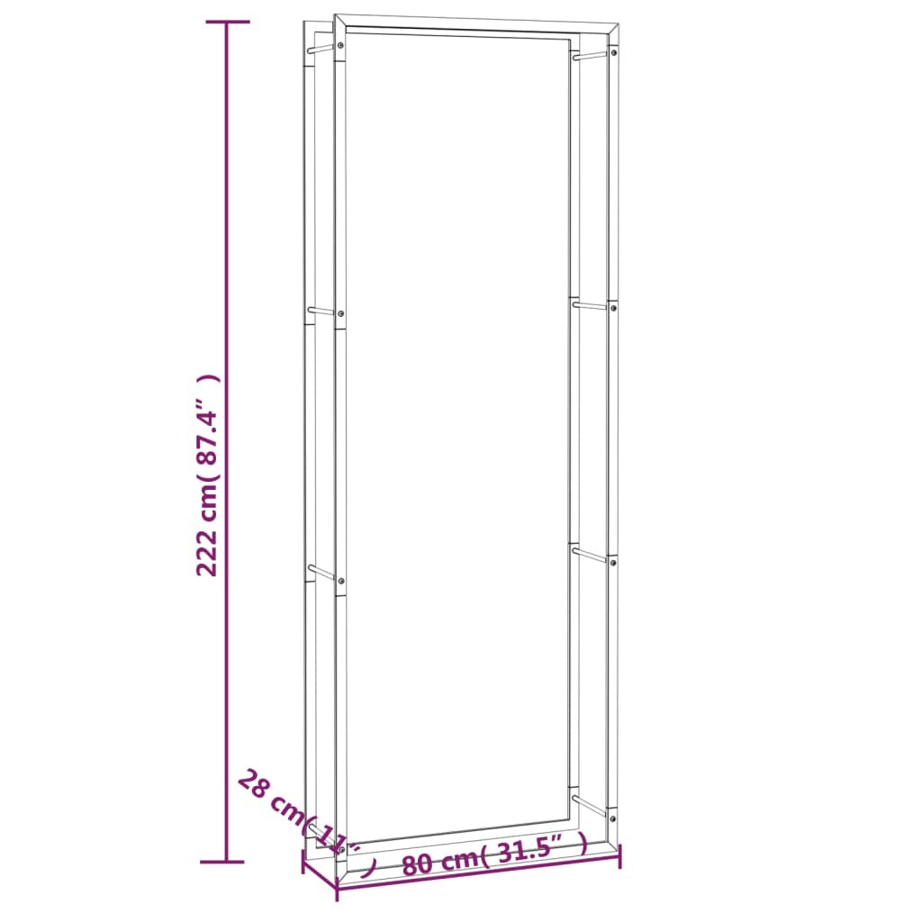 Firewood Rack Matt Black 31.5x11.0x87.4" Steel