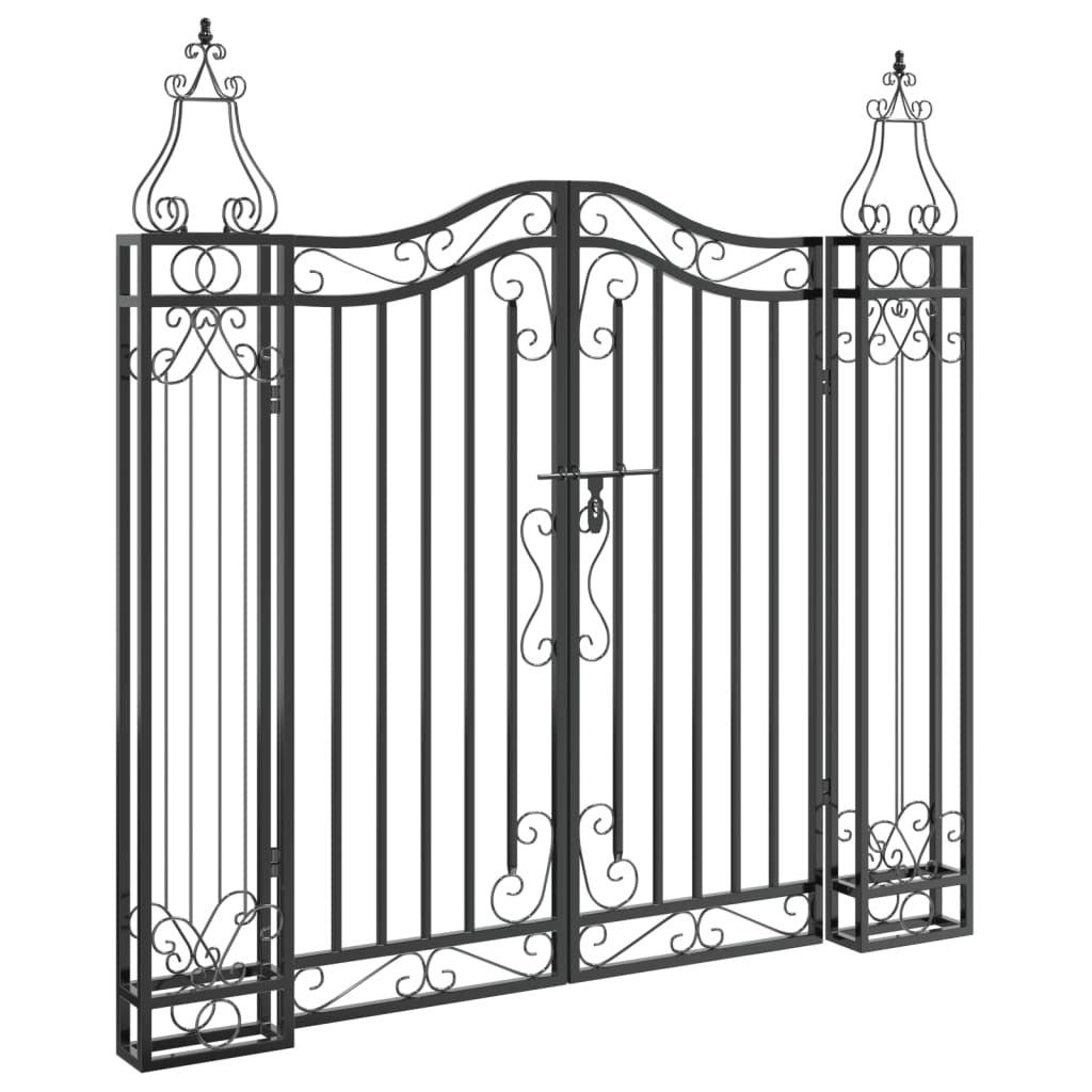 Garden Gate Black 47.6"x3.1"x47.2" Wrought Iron