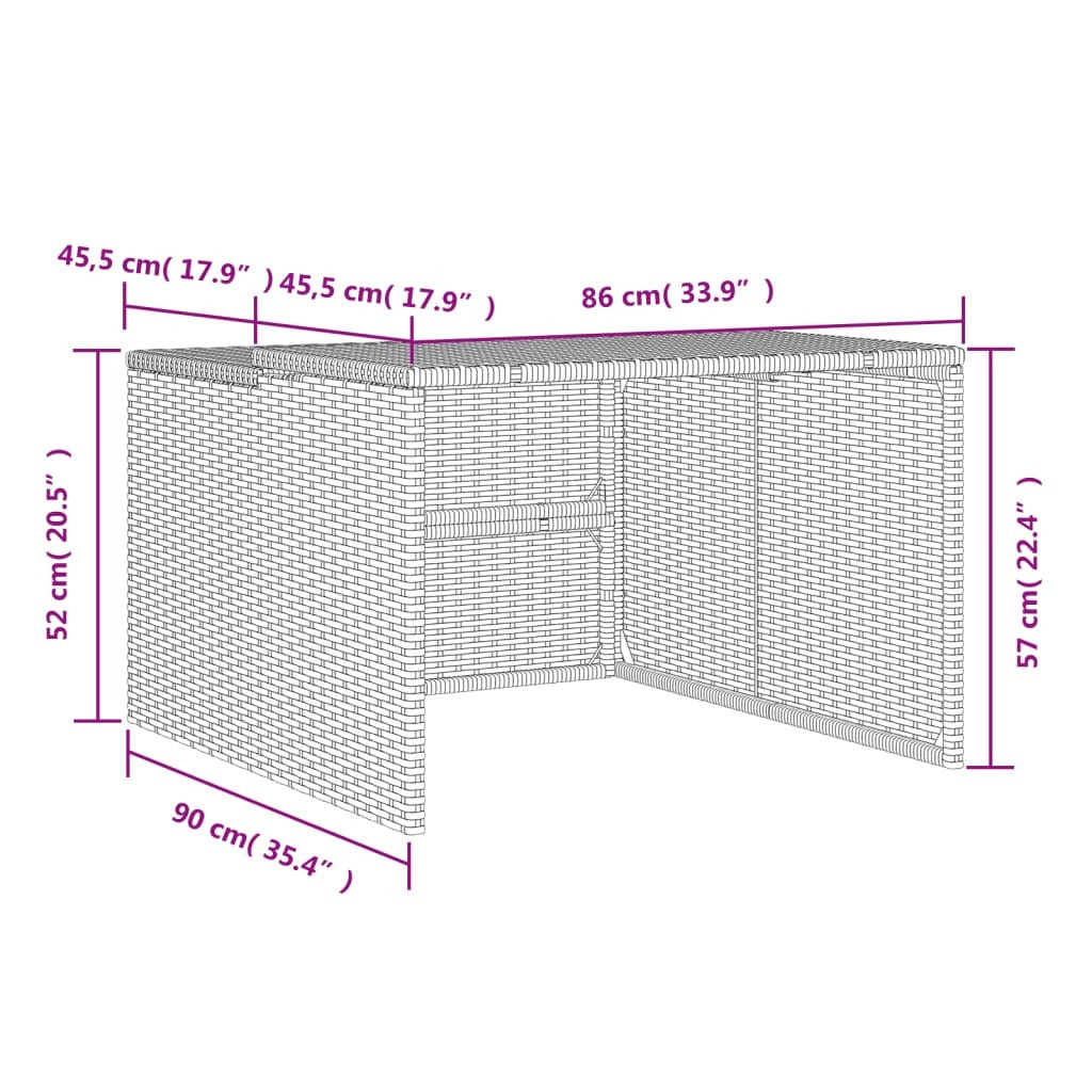 Robot Mower Garage Gray 33.9"x35.4"x20.5"/22.4" Poly Rattan
