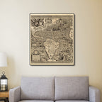 Vintage 1598 Map Of The Americas Unframed Print Wall Art