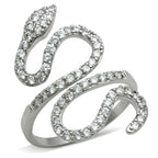 3W138 - Rhodium Brass Ring with AAA Grade CZ  in Clear