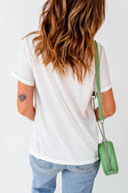 White Sequin mardi gras Graphic T Shirt