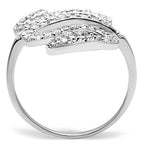 3W138 - Rhodium Brass Ring with AAA Grade CZ  in Clear
