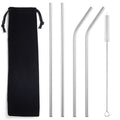 Color: GoldCloth bag5 pcs - 304 stainless steel straw