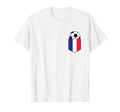 Soccer Ball France Flag Pocket Logo T-Shirt - Aesthetic Graphic Men Women