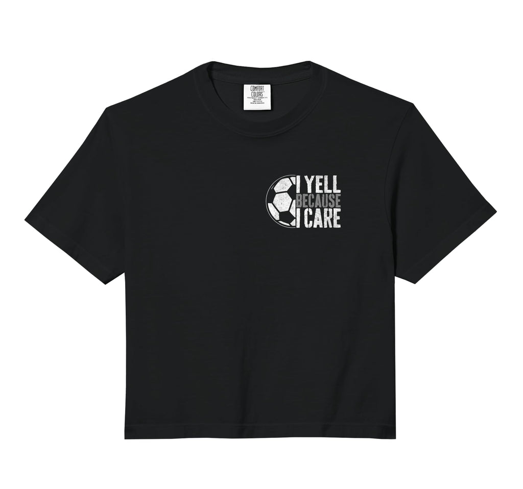 I Yell Because I Care Soccer Parent Funny Hoodie - Minimalist Print Unisex