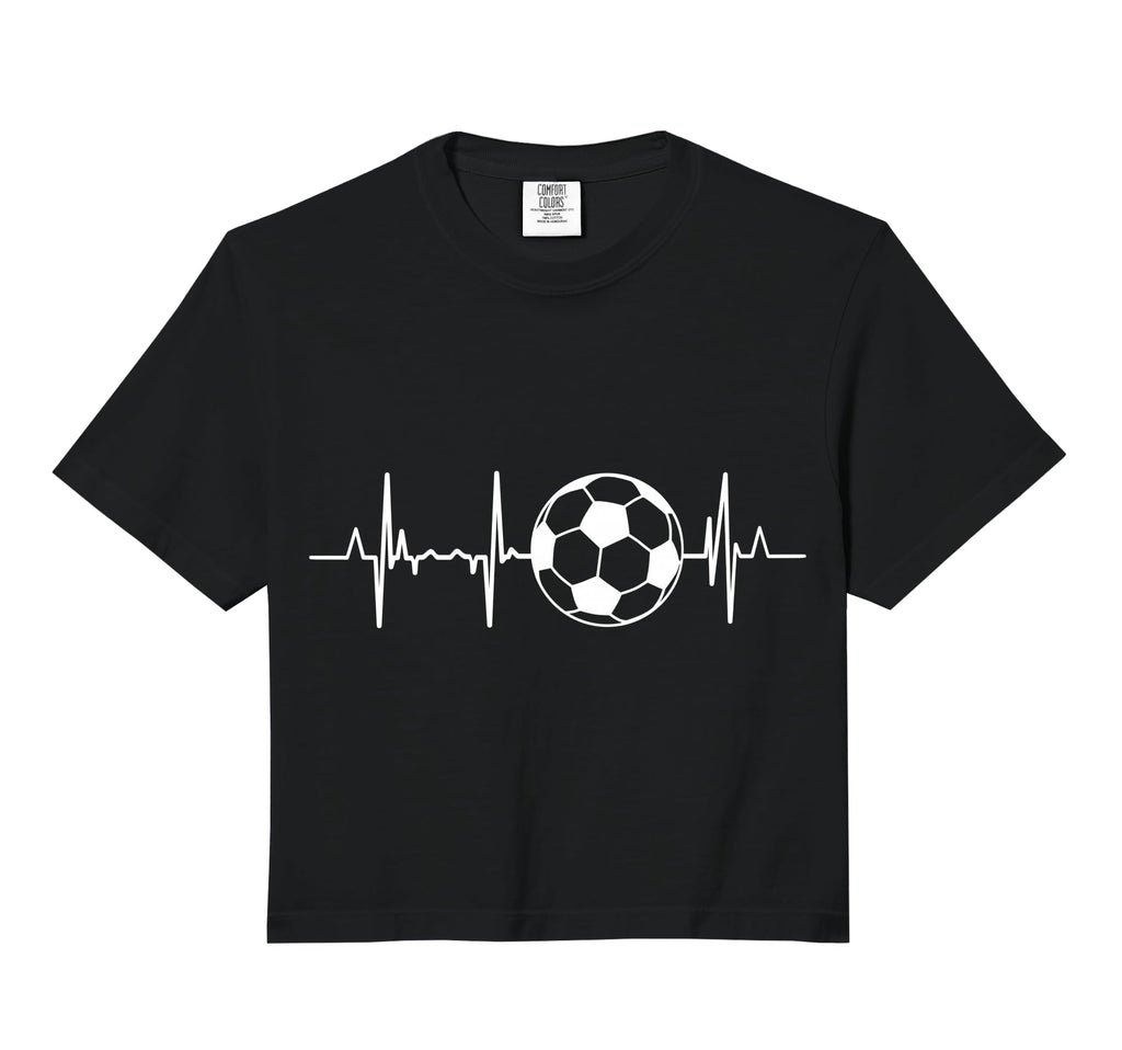 Soccer Heartbeat Comfort Colors Crop T-Shirt - Unique Graphic for Adults