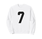 7 White Number 7 Sports Fan Soccer Sweatshirt - Custom Art Print for Adults