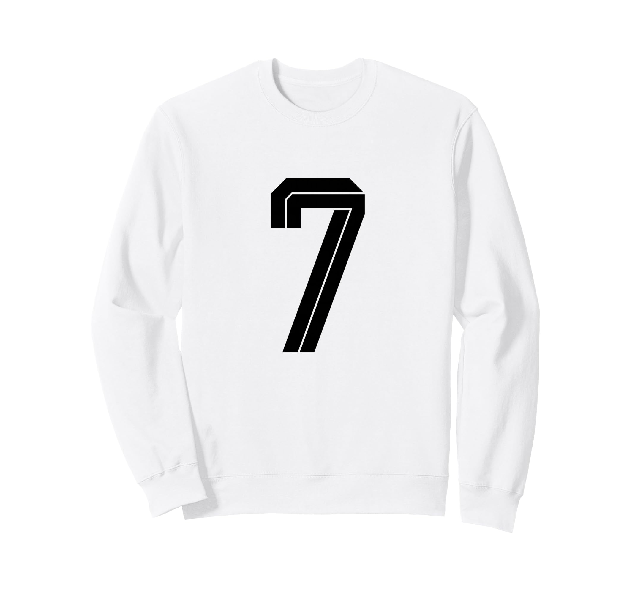 7 White Number 7 Sports Fan Soccer Sweatshirt - Custom Art Print for Adults
