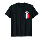 Soccer Ball France Flag Pocket Logo Soccer T-Shirt - Trendy Graphic Unisex